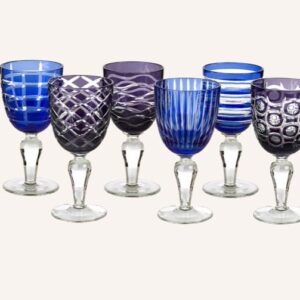6 copas de colores tonos azules